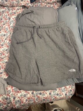 The North Face Heather Gray Pull-On Athletic Shorts (stained)